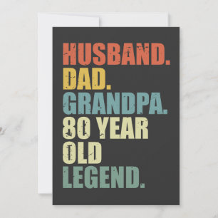 Husband Dad Grandpa 80 Year Old Legend 80 birthday Thank You Card
