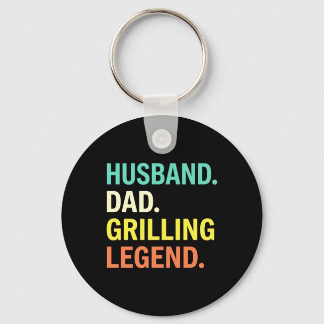 Husband Dad Grilling Legend Funny Bbq Dad Design Key Ring (Front)