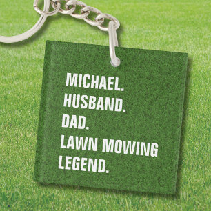 Husband Dad-Name Lawn Mowing Legend Fun Birthday  Key Ring