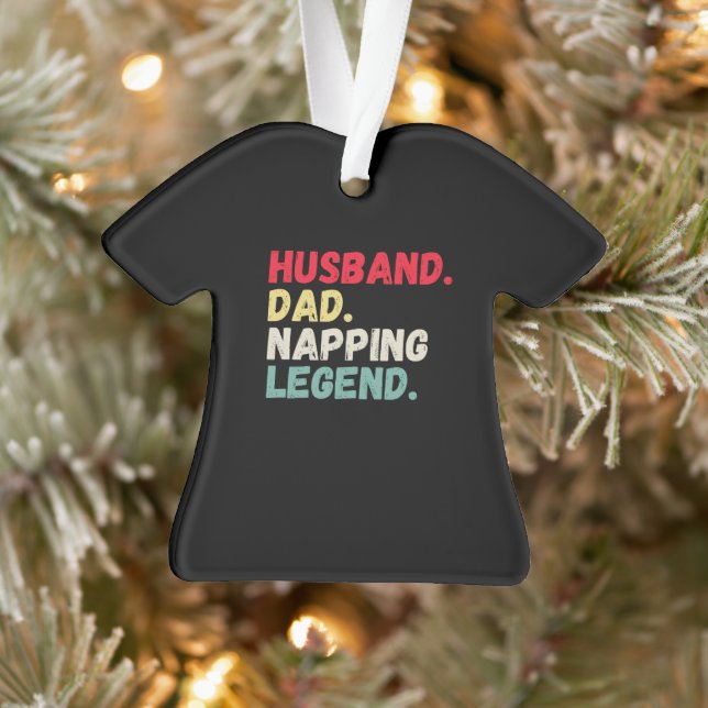 Husband dad napping legend funny retro Christmas Ornament (Tree)