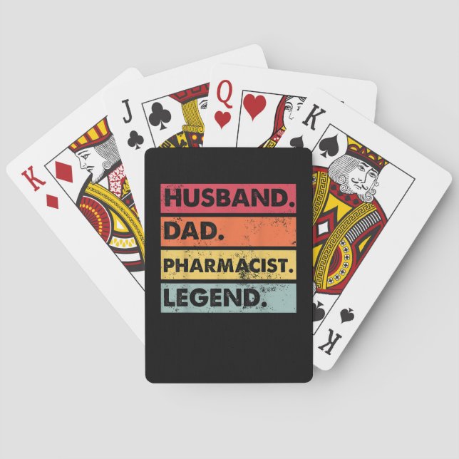 Husband Dad Pharmacist Legend Funny Pharmacy Techn Playing Cards (Back)