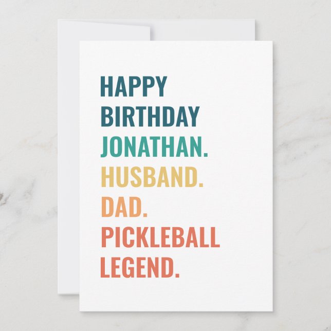 Husband Dad Pickleball Legend Custom Name Birthday Card (Front)