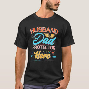 Husband Dad Protector Hero Vintage Colours T-Shirt