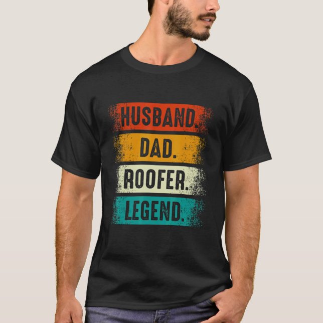 Husband Dad Roofer   Roofing Fathers Day Mens T-Shirt (Front)