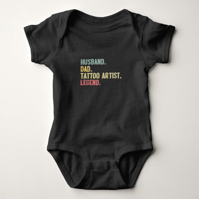 Husband Dad Tattoo Artist Legend Mens Vintage Baby Bodysuit (Front)