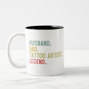 Husband Dad Tattoo Artist Legend Mens Vintage Two-Tone Coffee Mug
