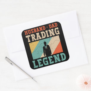 Husband Dad Trading Retro, Day Trader Stock Market Square Sticker