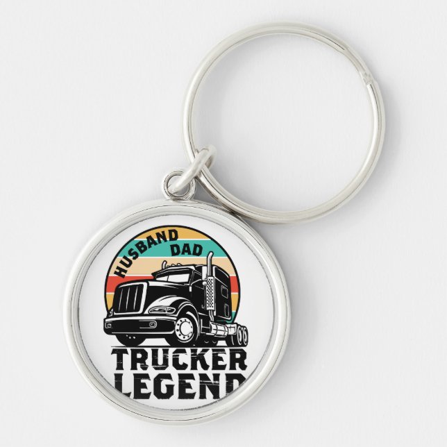 Husband Dad Trucker Legend Key Ring (Front)