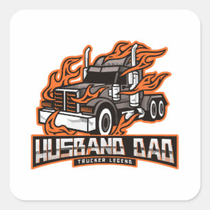 Husband Dad Trucker Legend Square Sticker