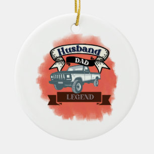 Husband Dad Trucker Legend The Ultimate All-in-One Ceramic Ornament