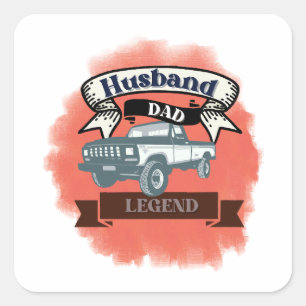 Husband Dad Trucker Legend The Ultimate All-in-One Square Sticker