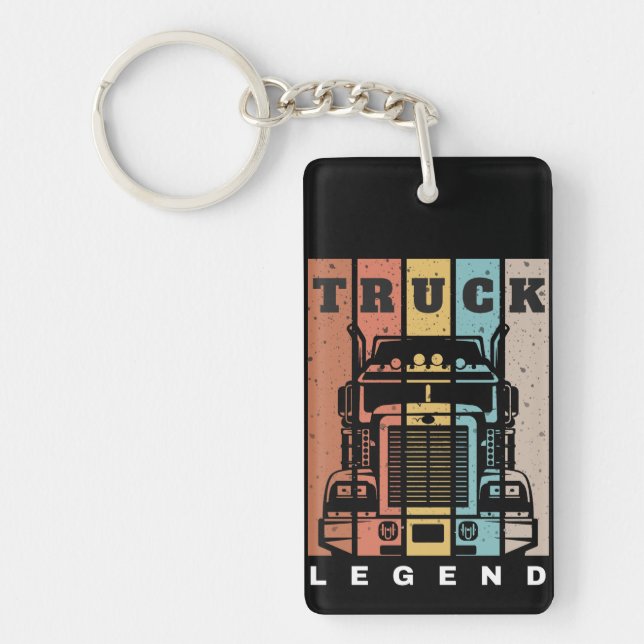 Husband Dad Trucker Legend Truck Key Ring (Front)