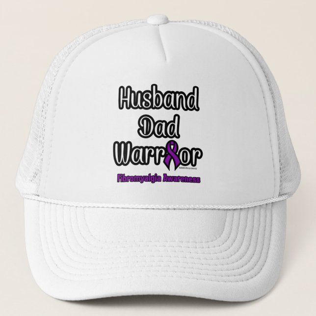 Husband Dad Warrior...Fibro Trucker Hat (Front)
