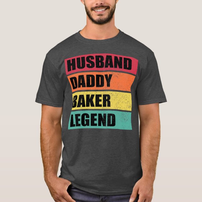 Husband Daddy Baker Legend Retro Father's Day  T-Shirt (Front)