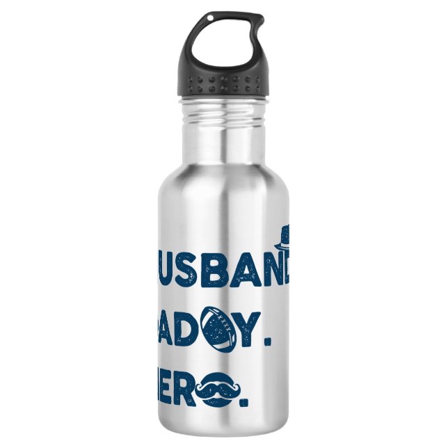 Husband. Daddy. Hero. Retro Graphic 710 Ml Water Bottle (Front)