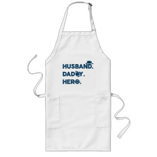 Husband. Daddy. Hero. Retro Graphic Long Apron