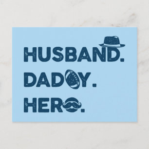 Husband. Daddy. Hero. Retro Graphic Postcard