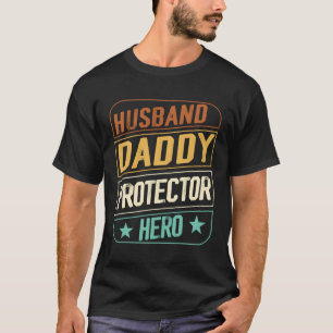 Husband Daddy Protector Hero Fathers Day Camo Amer T-Shirt