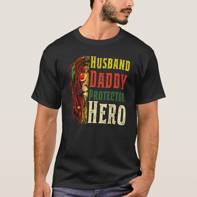 Husband Daddy Protector Hero Fathers  For Men T-Shirt (Front)