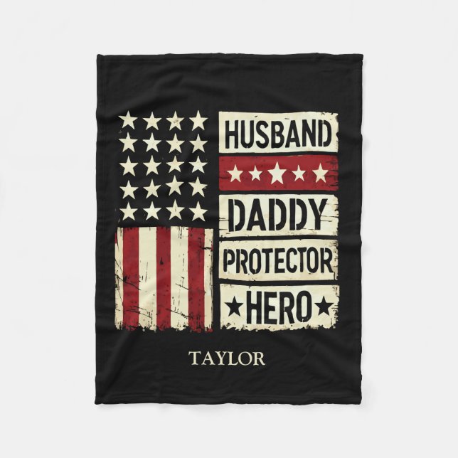 Husband Daddy Protector Hero  Fleece Blanket (Front)