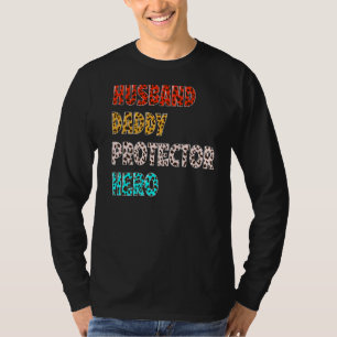 Husband Daddy Protector Hero Vintage Leopard Fathe T-Shirt