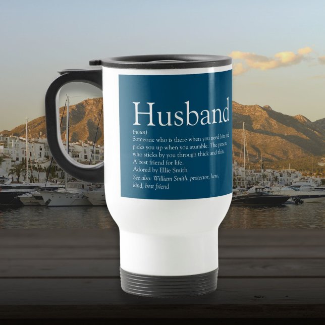 Husband Definition Modern Blue Typographic Travel Mug (Husband Definition Modern Blue Typographic Travel Mug)