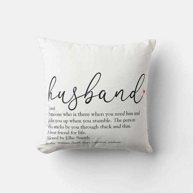 Husband Definition Script Modern Fun Wedding Cushion (Front)