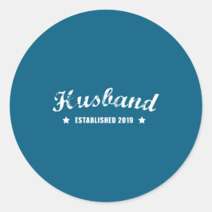Husband Est 2019 Vintage Wedding Classic Round Sticker