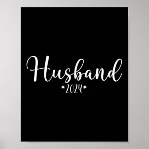Husband Est. 2024 Married Wedding Engagement Getti Poster