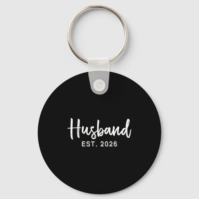 Husband Est 2026 Hubby Just Married Honeymoon Wedd Key Ring (Front)