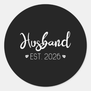 Husband Est 2026 Married Couple Wedding Party Classic Round Sticker