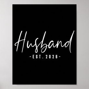 Husband Est 2026 Married Honeymoon Wedding Couple Poster