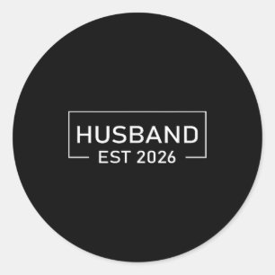 Husband Est 2026 Married Honeymoon Wedding Couples Classic Round Sticker
