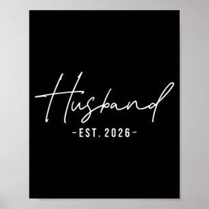 Husband Est 2026 Married Honeymoon Wedding Couples Poster