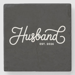 Husband Est 2026 Wedding Just Married Honeymoon Stone Coaster