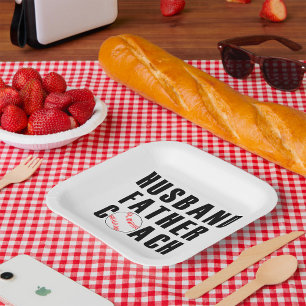 Husband Father Coach Baseball Dad Quote Paper Plate