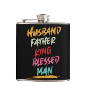 Husband, Father, King, Blessed Man Father's Day Hip Flask