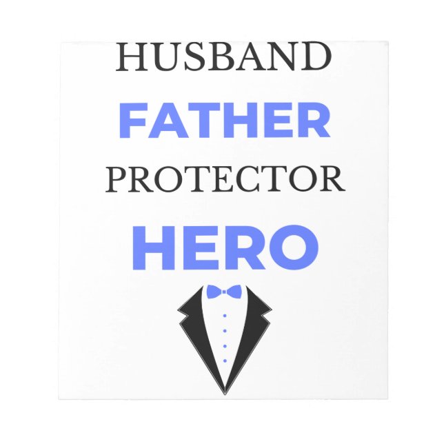Husband Father Protector Hero bl Notepad (Front)