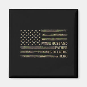 Husband Father Protector Hero Camo Usa Flag Magnet