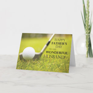 Husband Father's Day Golf Ball in Grass Card