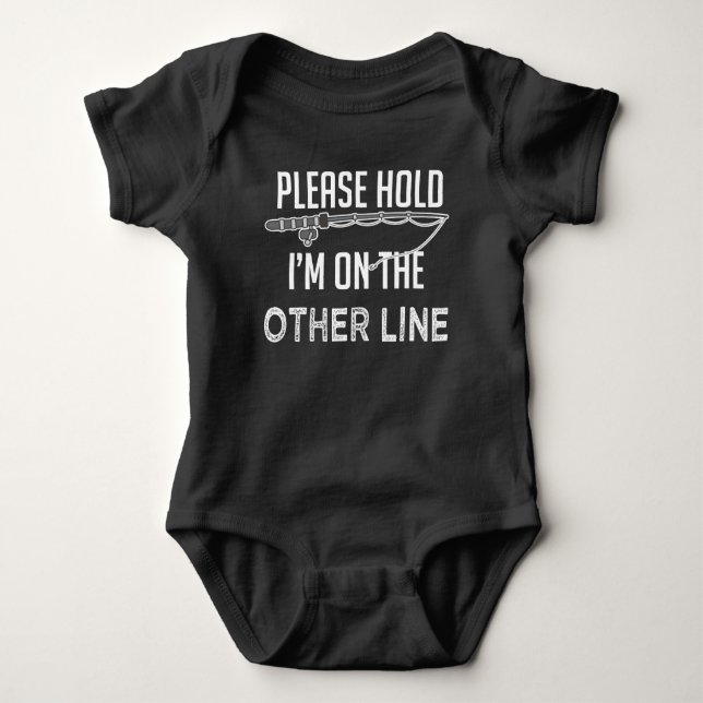Husband Fishing Quote Fly Fishing Rod Joke Baby Bodysuit (Front)