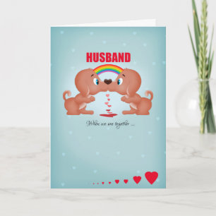 Husband Gay Male Valentine's Day Kissing Dogs And Holiday Card