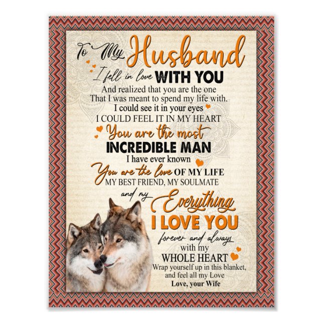 Husband Gift | Letter To My Husband From Wife Photo Print (Front)