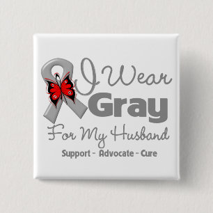 Husband - Grey Ribbon Awareness 15 Cm Square Badge