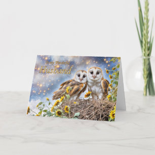 Husband Happy Anniversary Cute Owls  Card