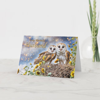 Husband Happy Anniversary Cute Owls  Card