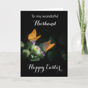 Husband / Happy Easter - Fritillary Butterflies Holiday Card
