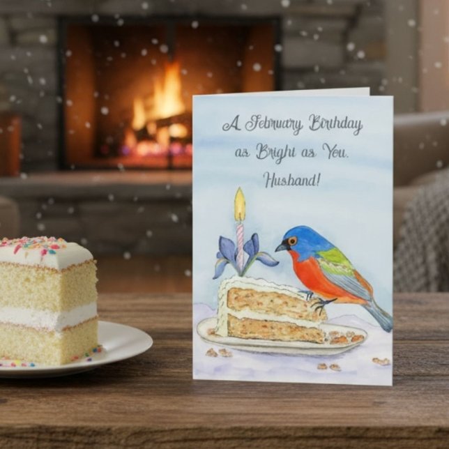 Husband Happy February Birthday Painted Bunt Card (Creator Uploaded)