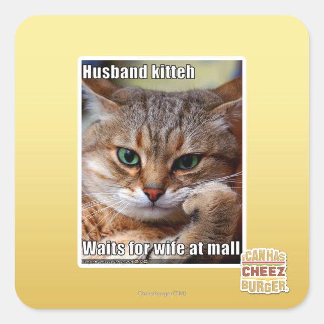 Husband Kitteh Square Sticker (Front)