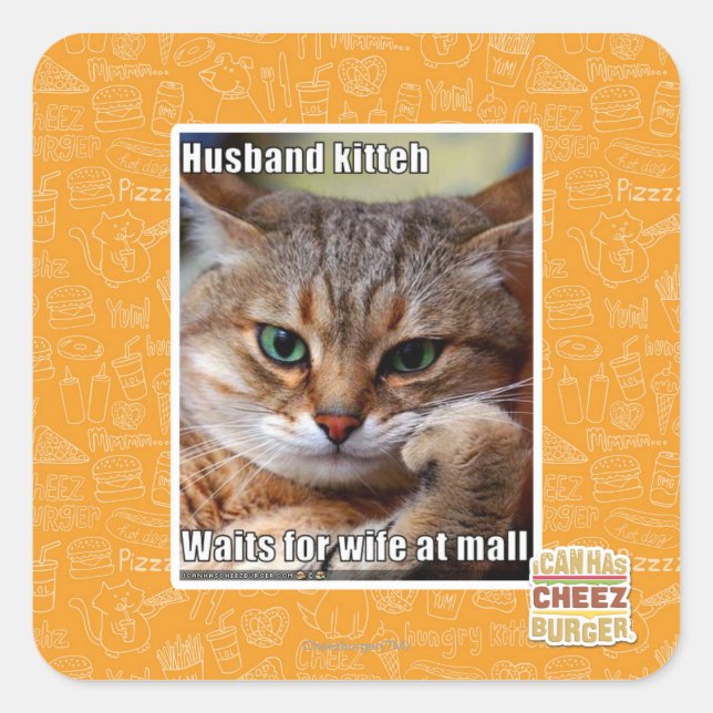 Husband Kitteh Square Sticker (Front)